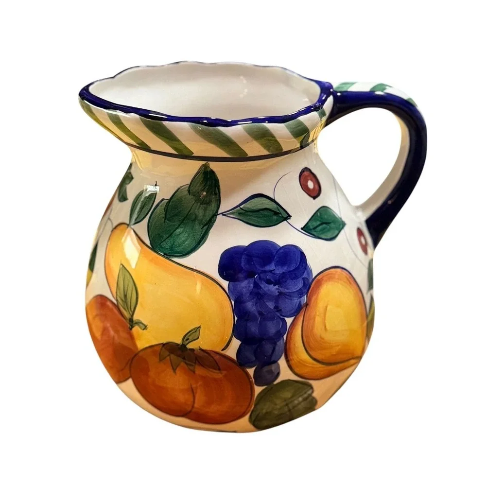 Style-Eyes by Baum Bros. Rooster & Fruits Ceramic Pitcher 6.5 inch